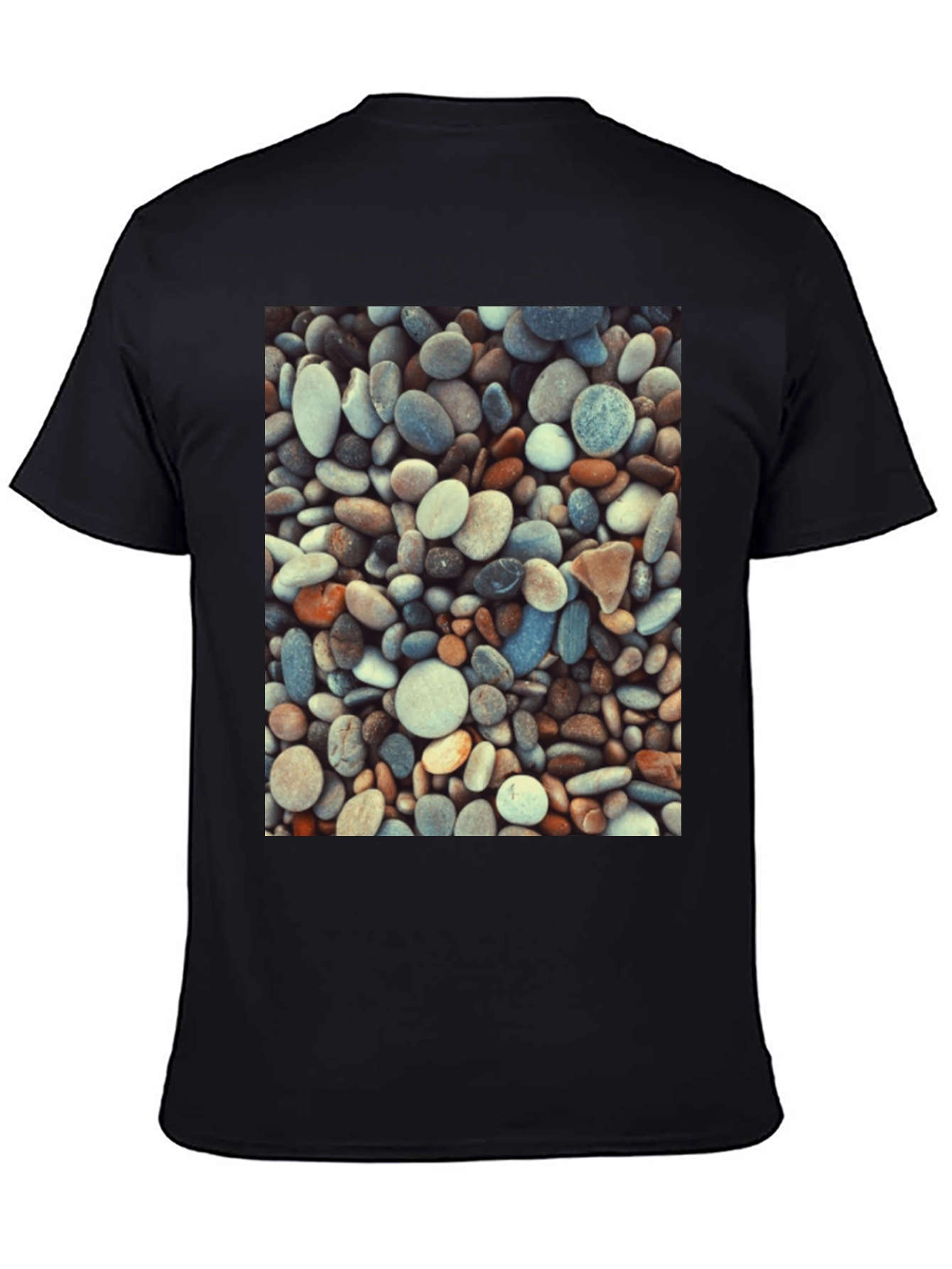 Pebble Stone Print Black T-Shirt