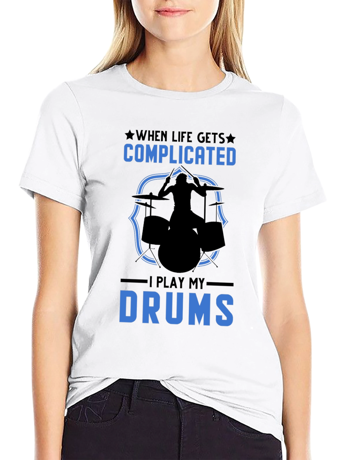 Complicated Life? Play Drums Graphic Tee