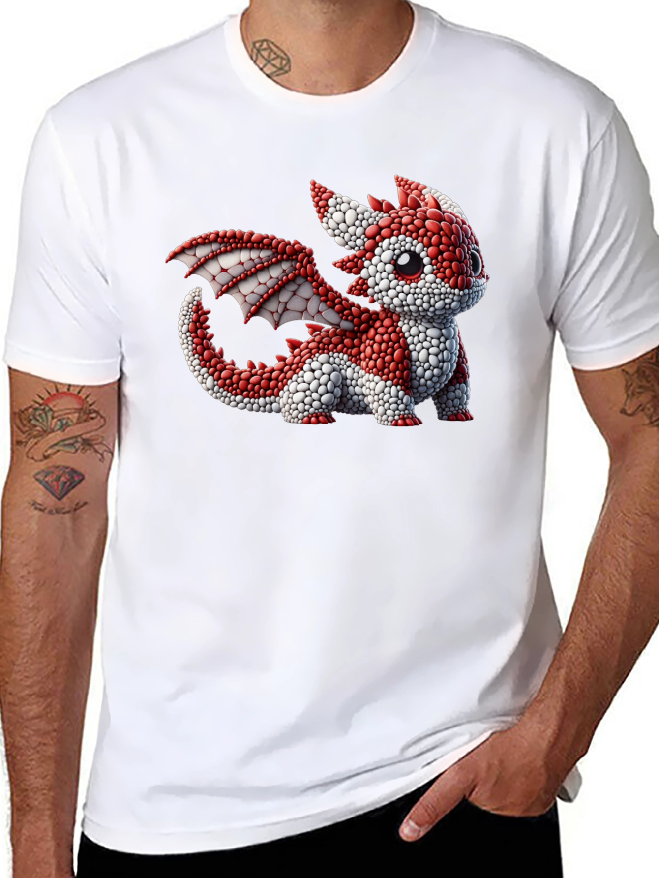 Cute Dragon Graphic Tee - Black Cotton Blend