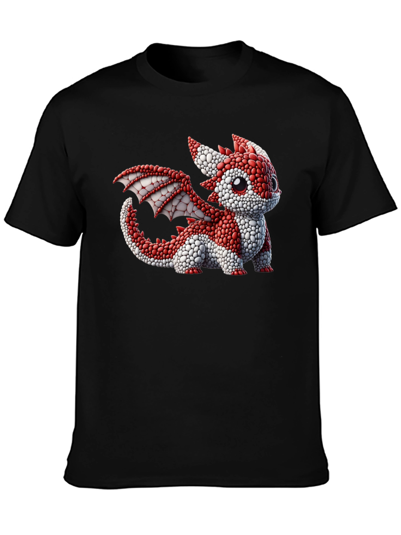 Cute Dragon Graphic Tee - Black Cotton Blend