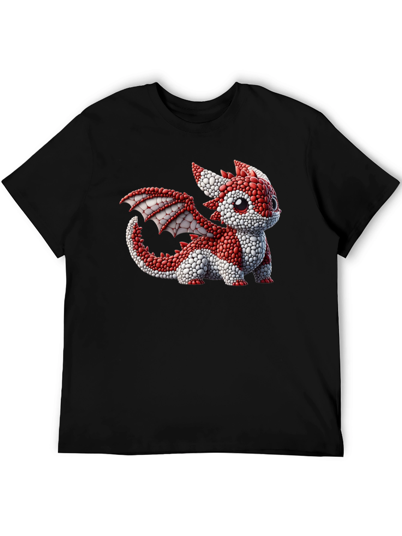 Cute Dragon Graphic Tee - Black Cotton Blend