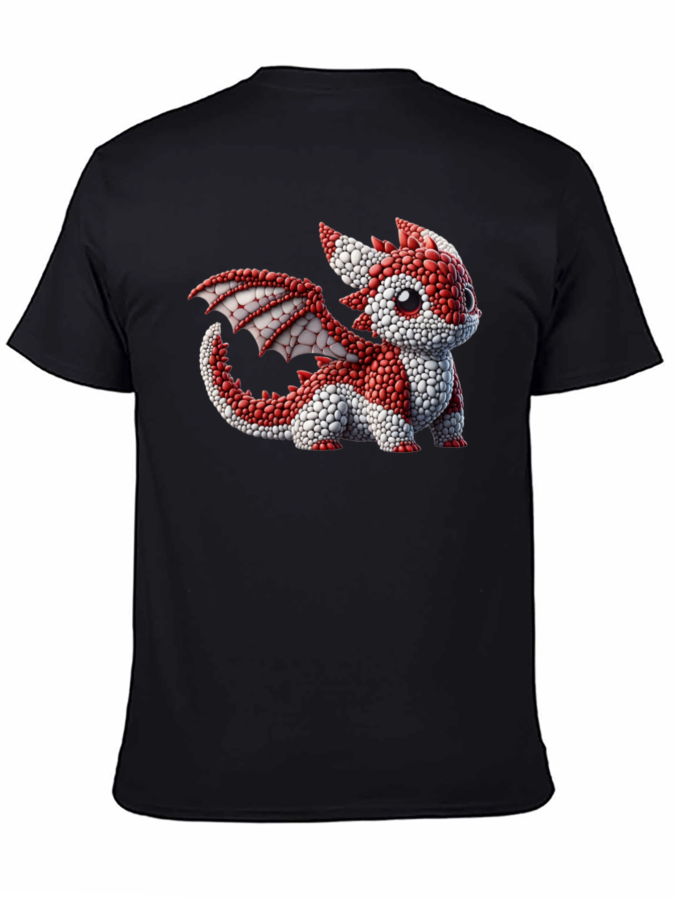 Cute Dragon Graphic Tee - Black Cotton Blend