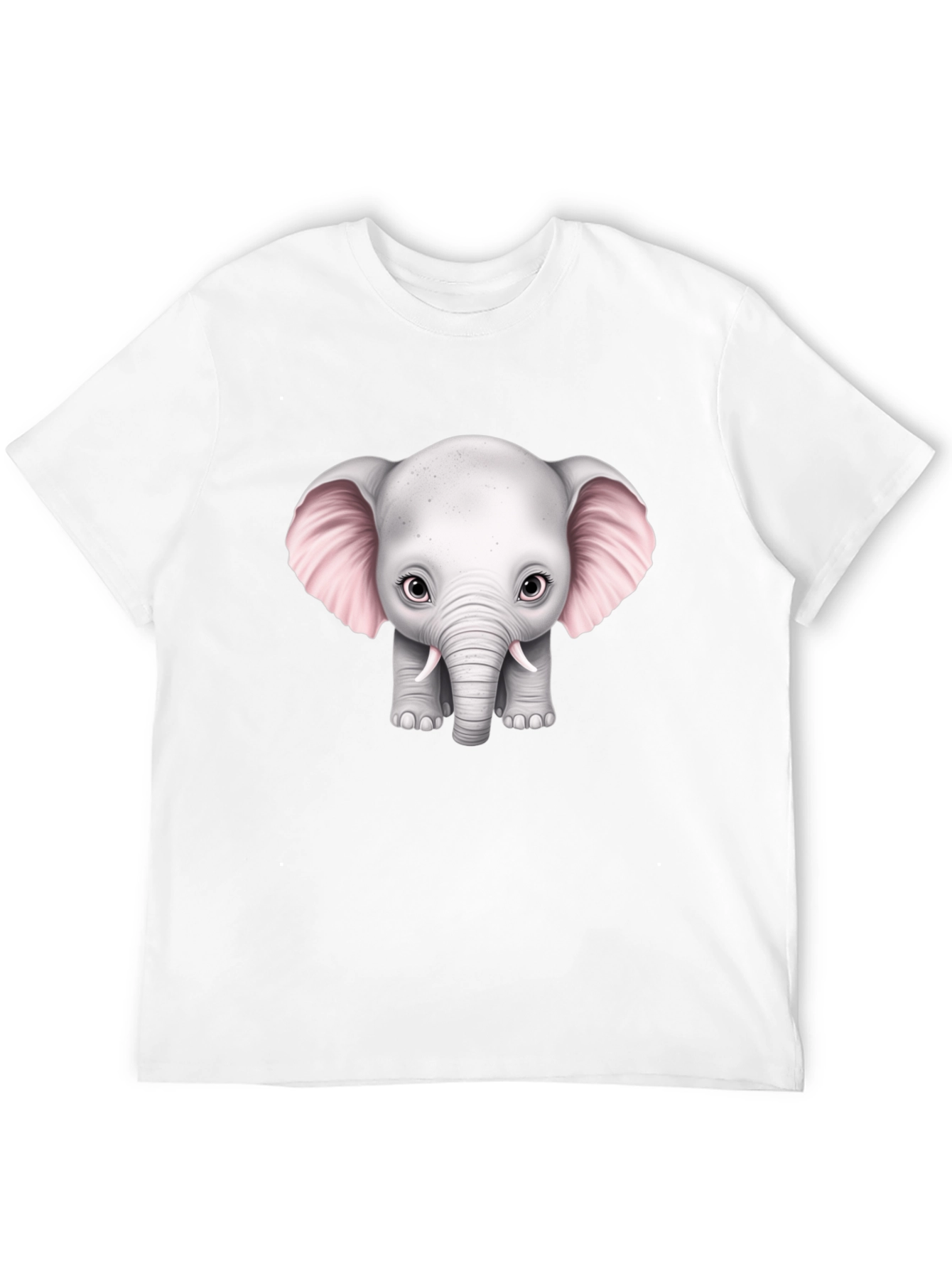Cute Baby Elephant Graphic Tee - Black Cotton T-Shirt