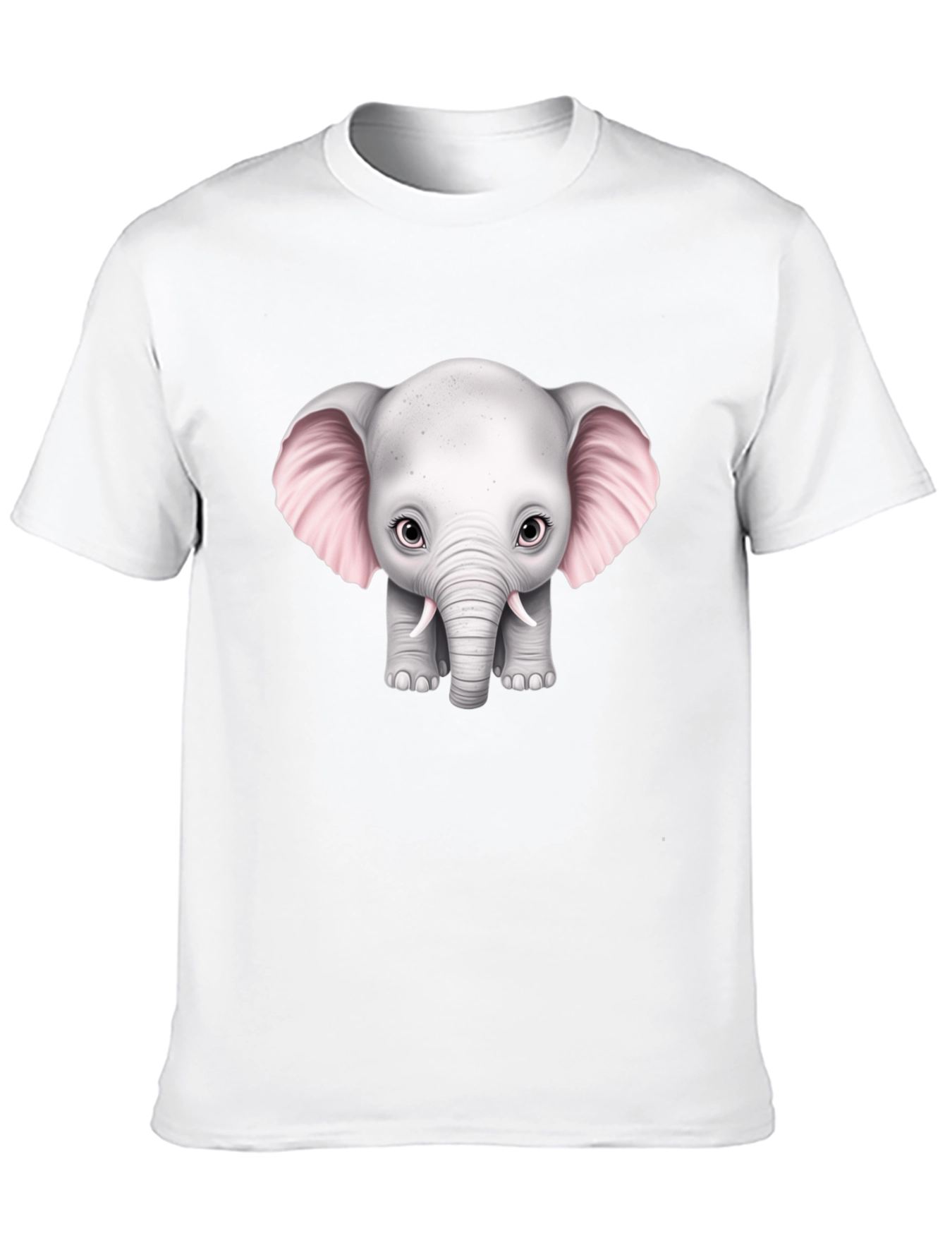 Cute Baby Elephant Graphic Tee - Black Cotton T-Shirt
