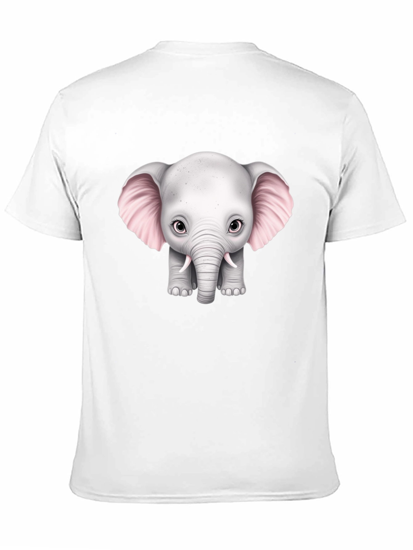 Cute Baby Elephant Graphic Tee - Black Cotton T-Shirt
