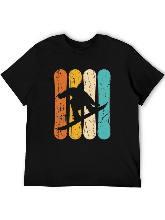 Retro Snowboarder Graphic T-Shirt - Black