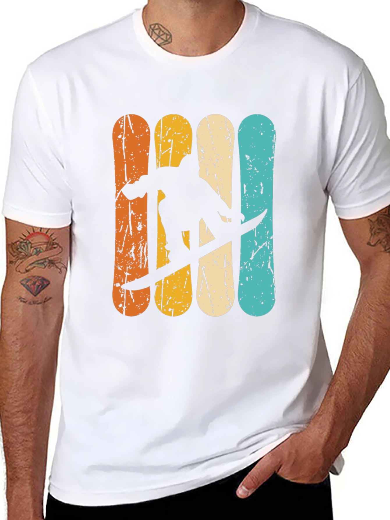 Retro Snowboarder Graphic T-Shirt - Black