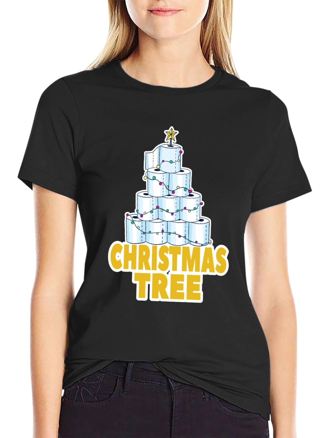 Toilet Paper Christmas Tree T-Shirt Funny Holiday Tee