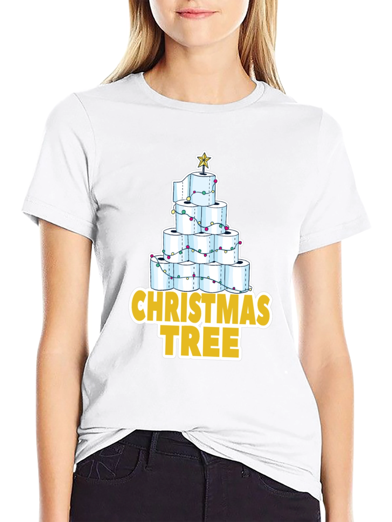 Toilet Paper Christmas Tree T-Shirt Funny Holiday Tee