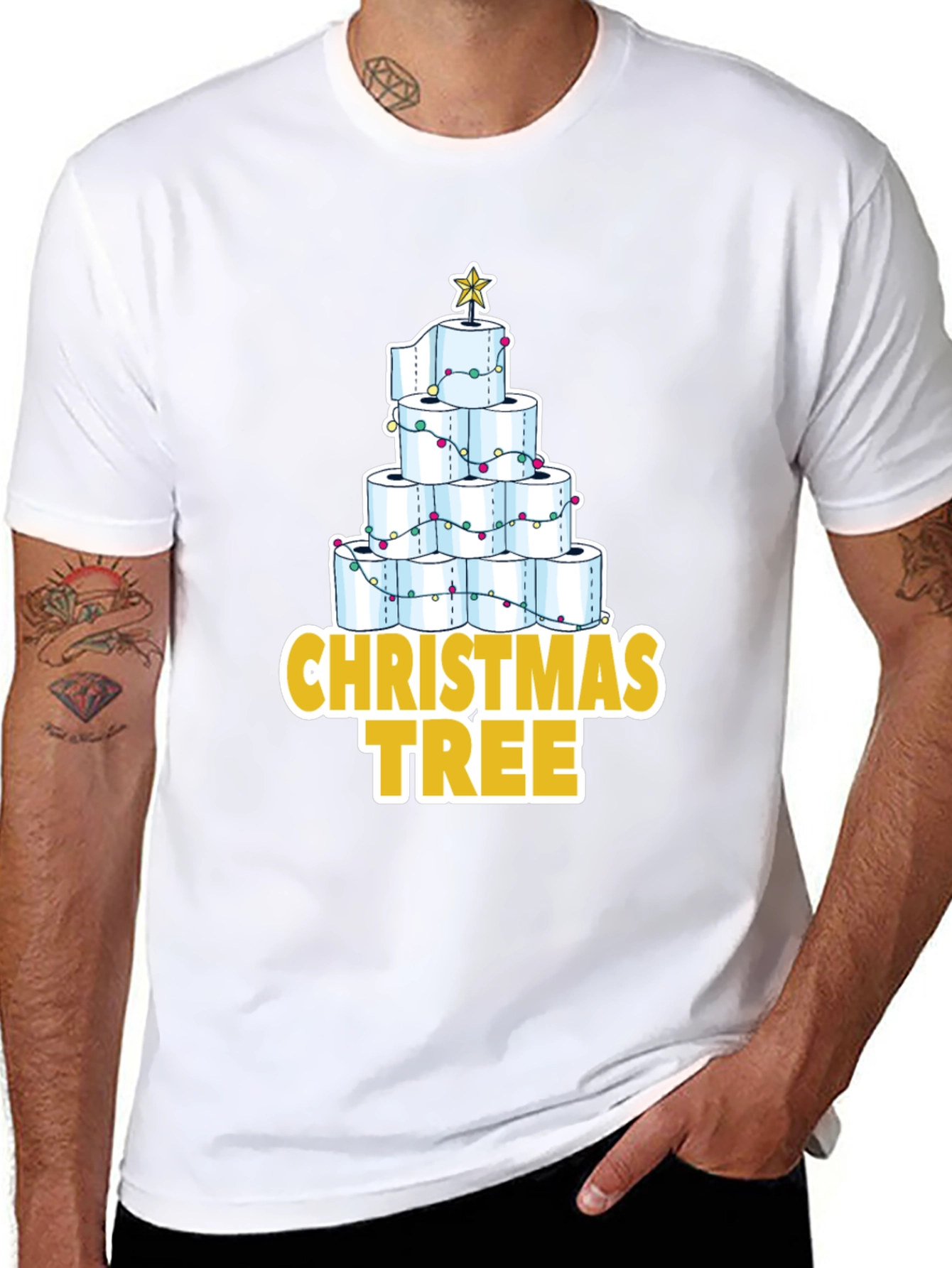 Toilet Paper Christmas Tree T-Shirt Funny Holiday Tee