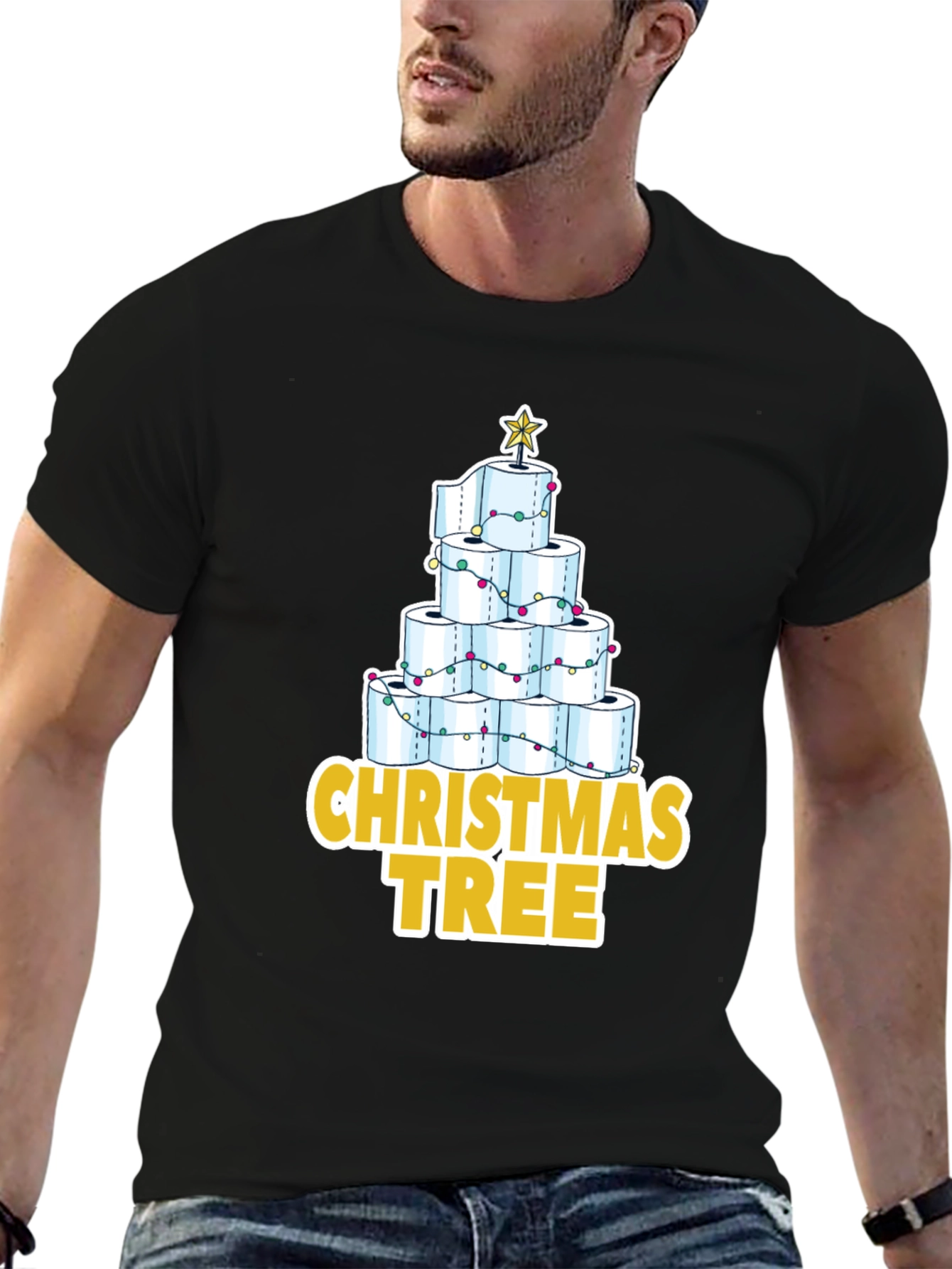 Toilet Paper Christmas Tree T-Shirt Funny Holiday Tee