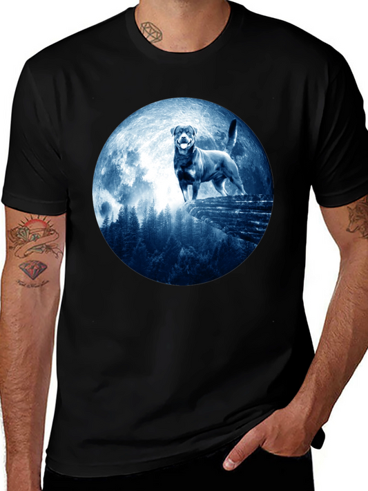 Rottweiler Moon T-Shirt - Mens Graphic Tee