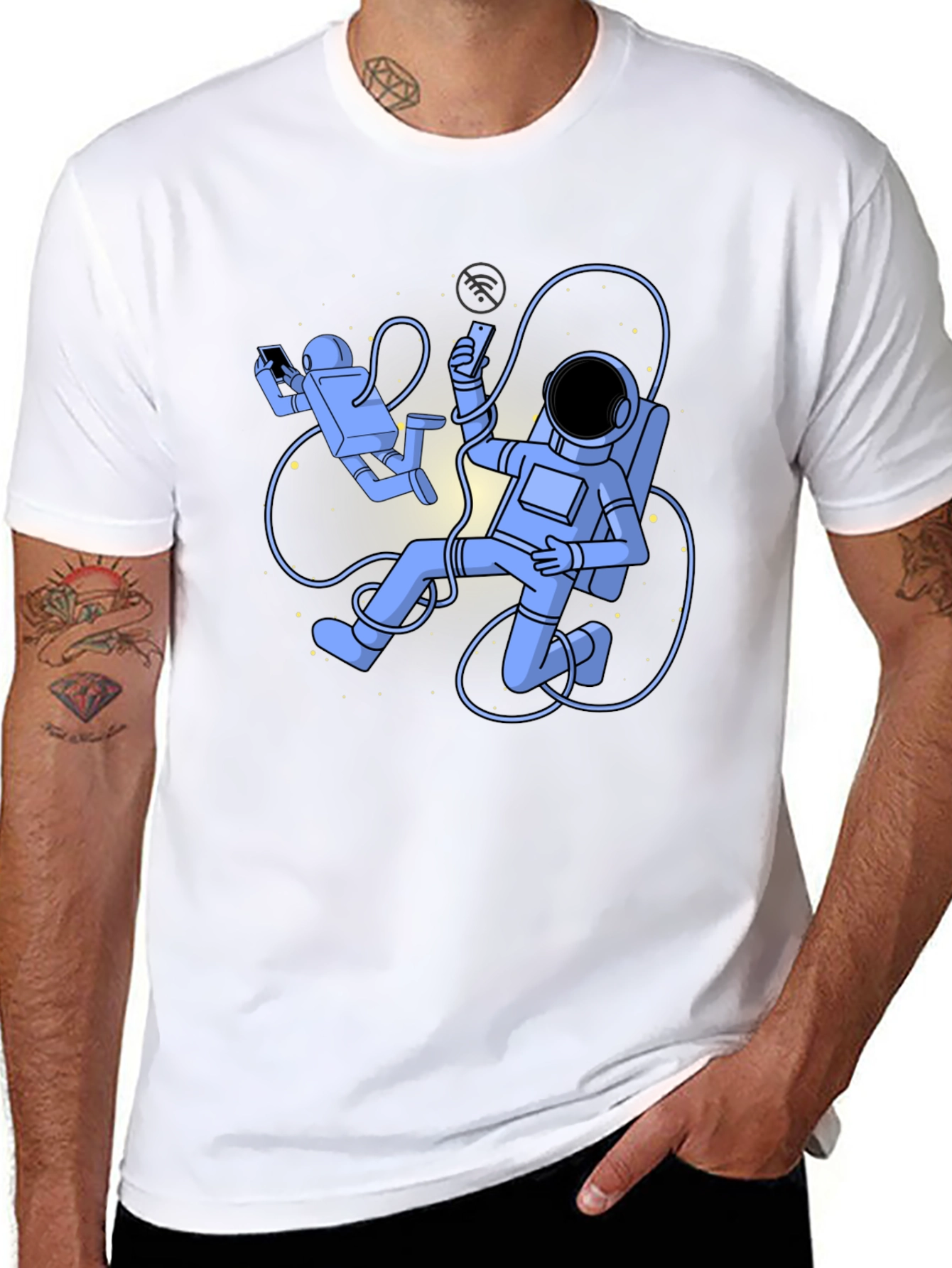 Astronauts On Black T-Shirt