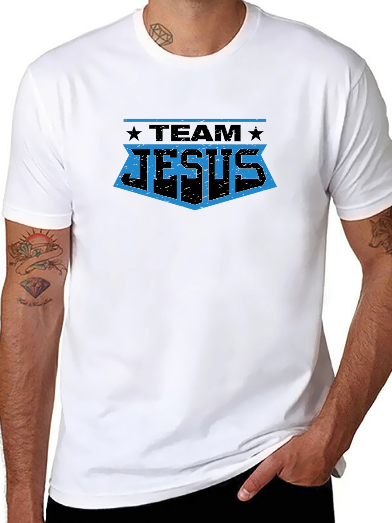 Team Jesus Graphic T-Shirt - Black Crew Neck