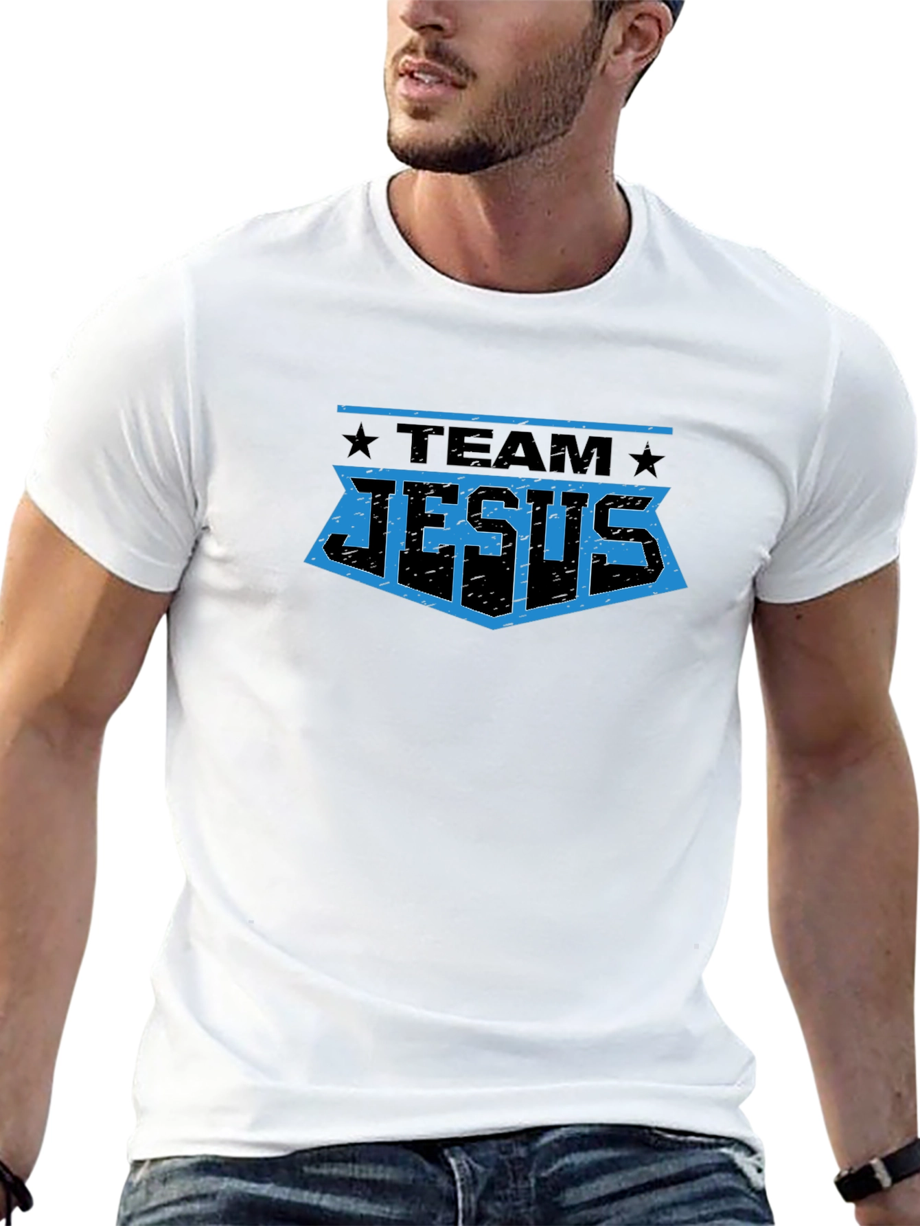 Team Jesus Graphic T-Shirt - Black Crew Neck