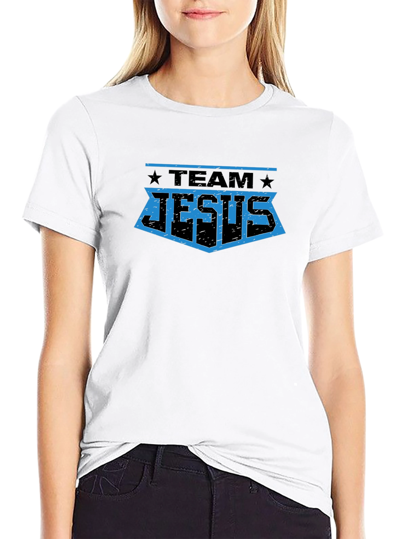 Team Jesus Graphic T-Shirt - Black Crew Neck