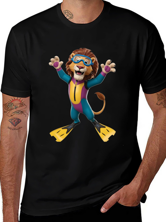 Lion Scuba Diver Graphic Tee - Fun & Unique Design