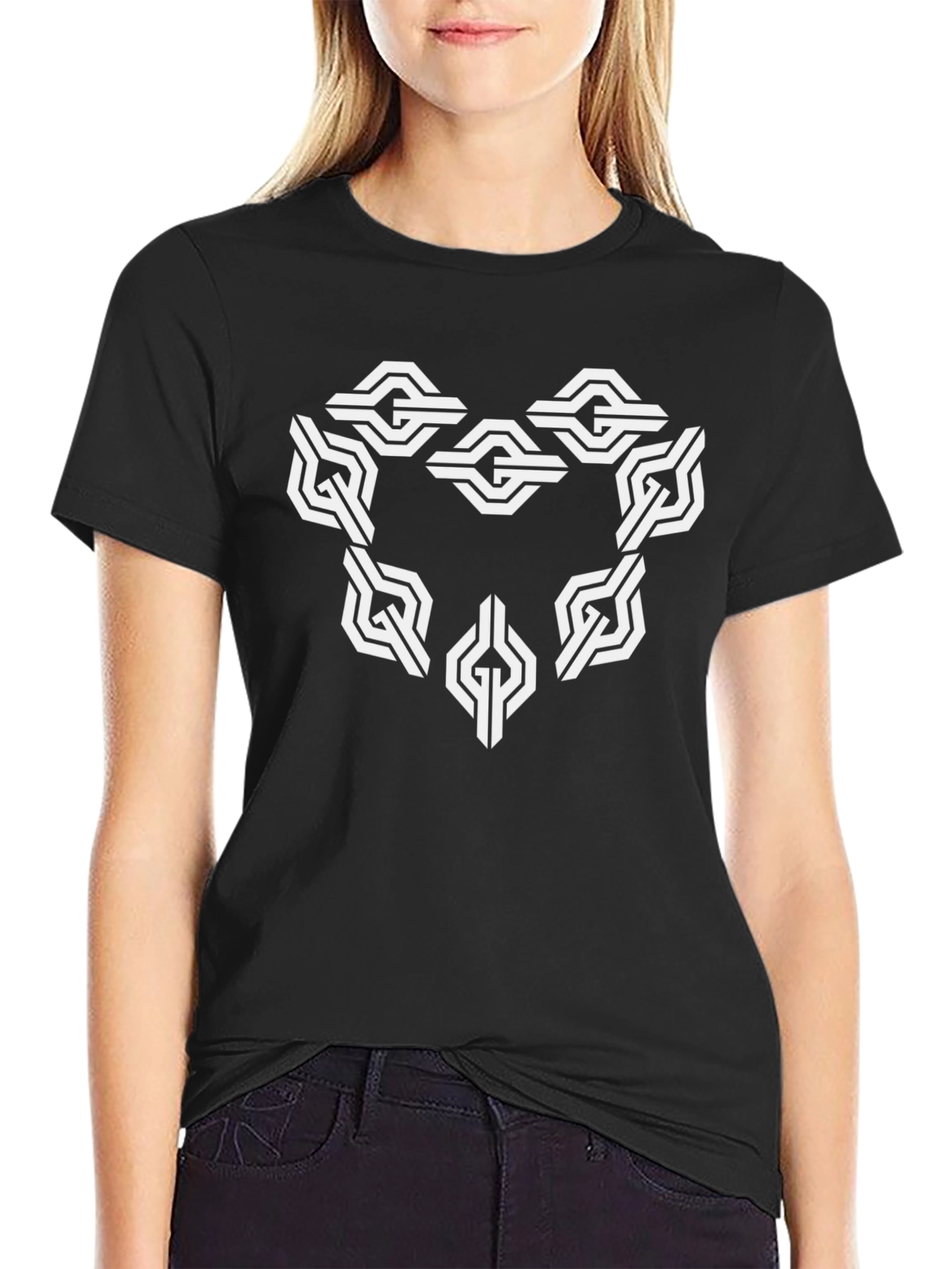 Geometric Knot Design Black T-Shirt