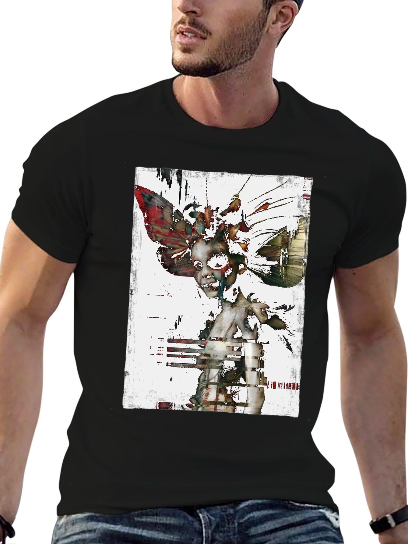 Abstract Art Graphic Print Black T-Shirt