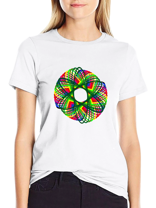 Abstract Geometric Mandala Graphic Print Black T-Shirt