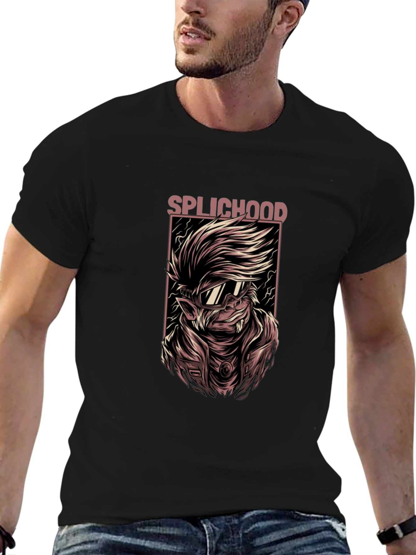 Splichood Graphic Print Black T-Shirt