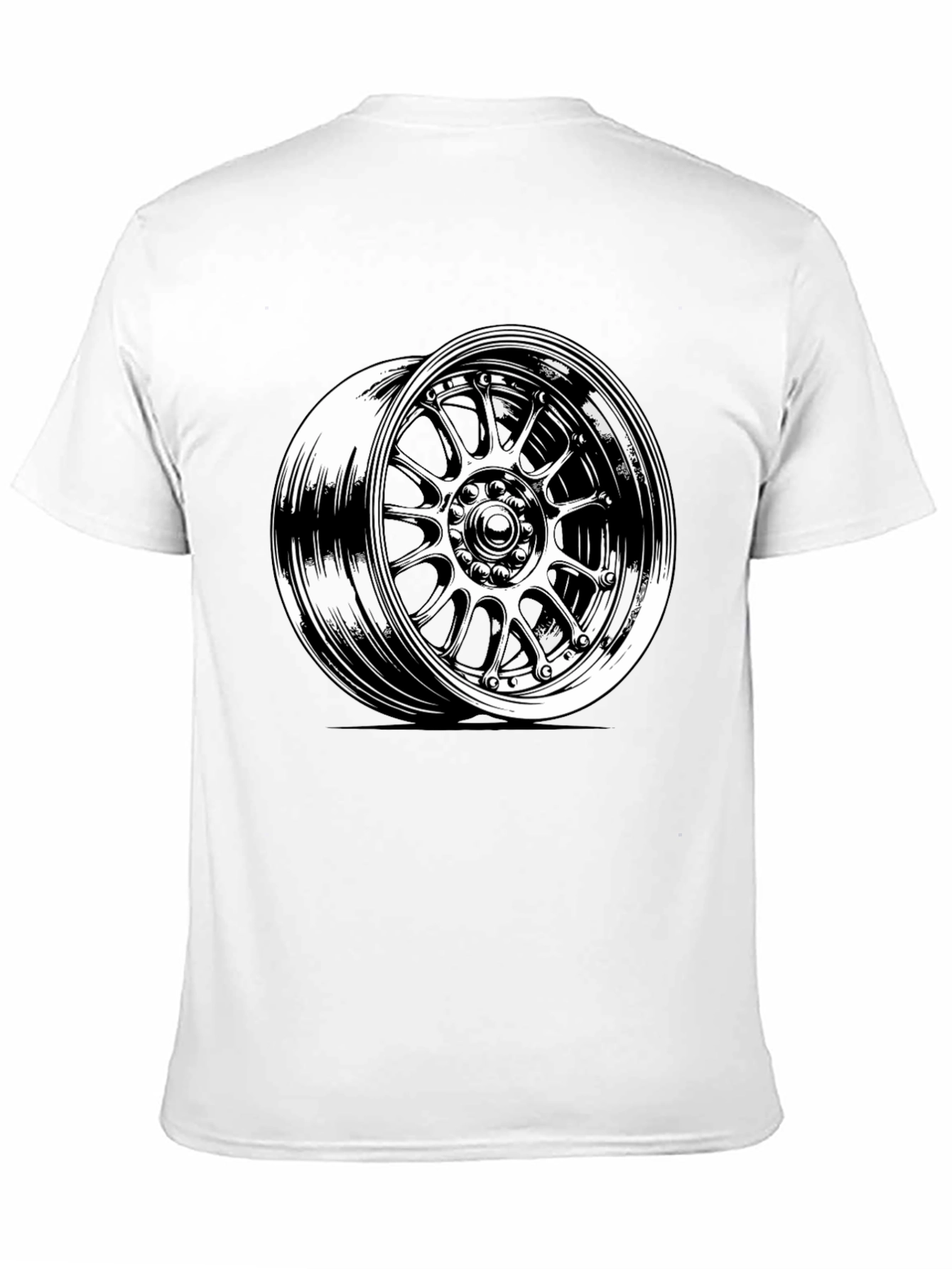 Black Tee with Wheel Graphic