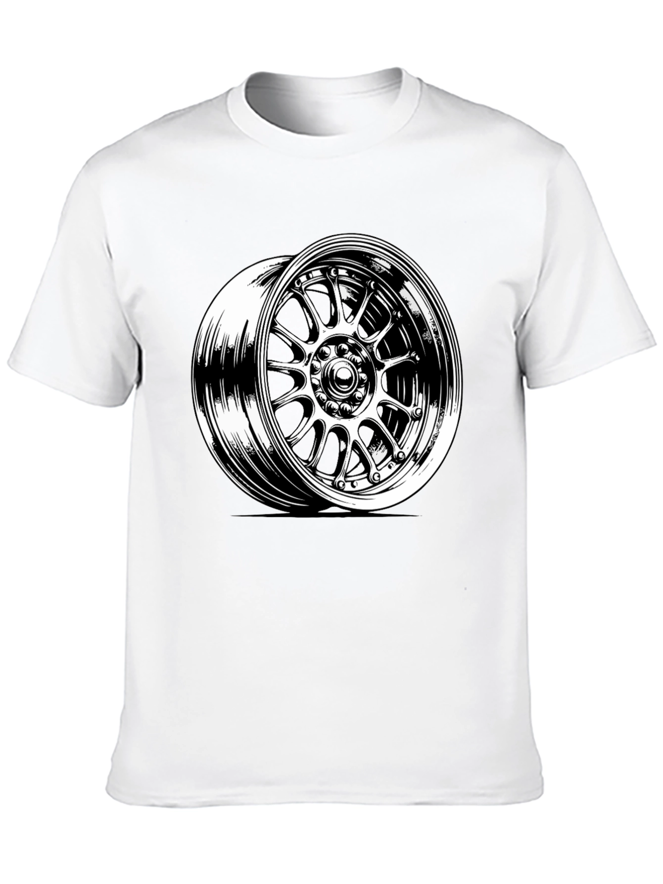 Black Tee with Wheel Graphic