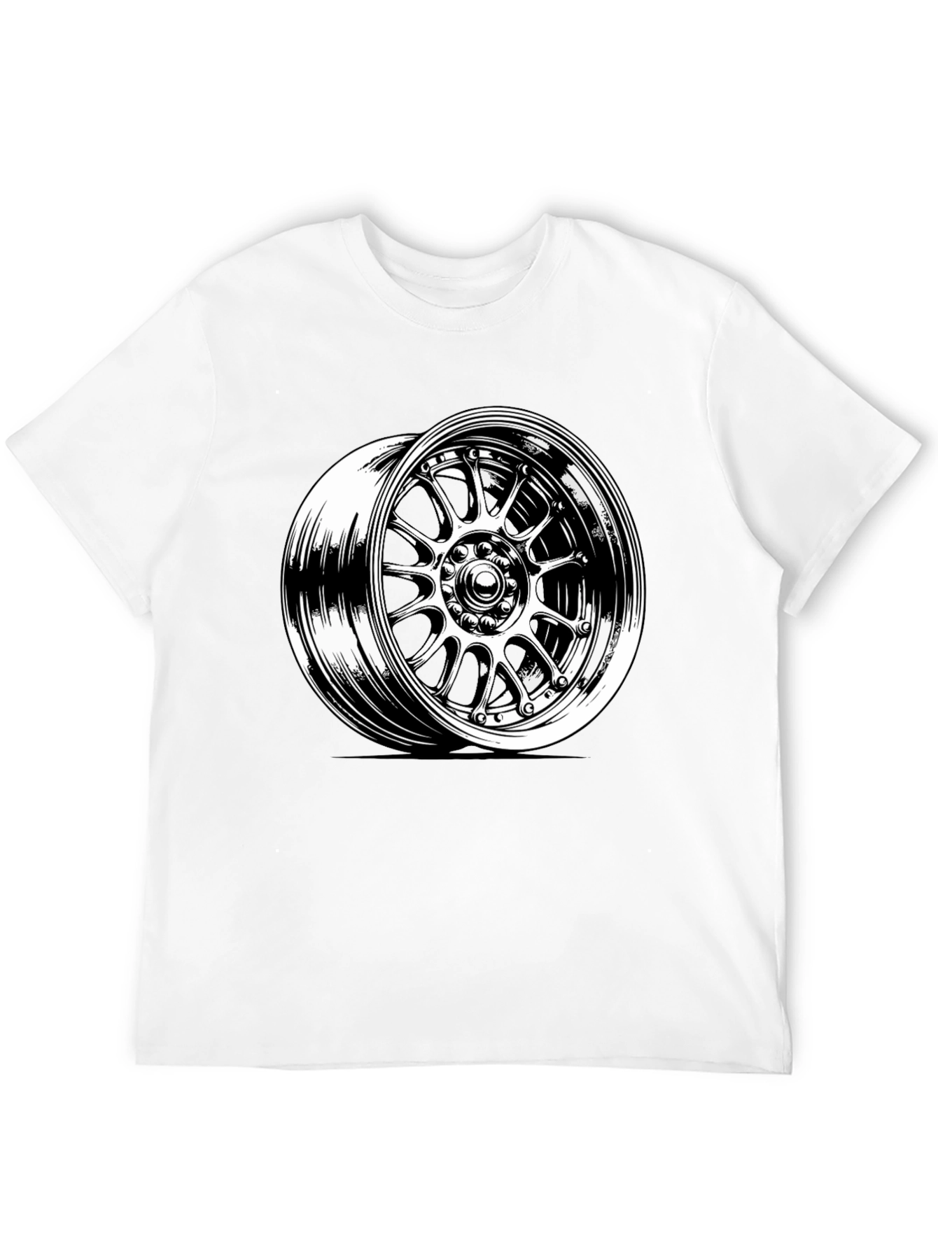 Black Tee with Wheel Graphic