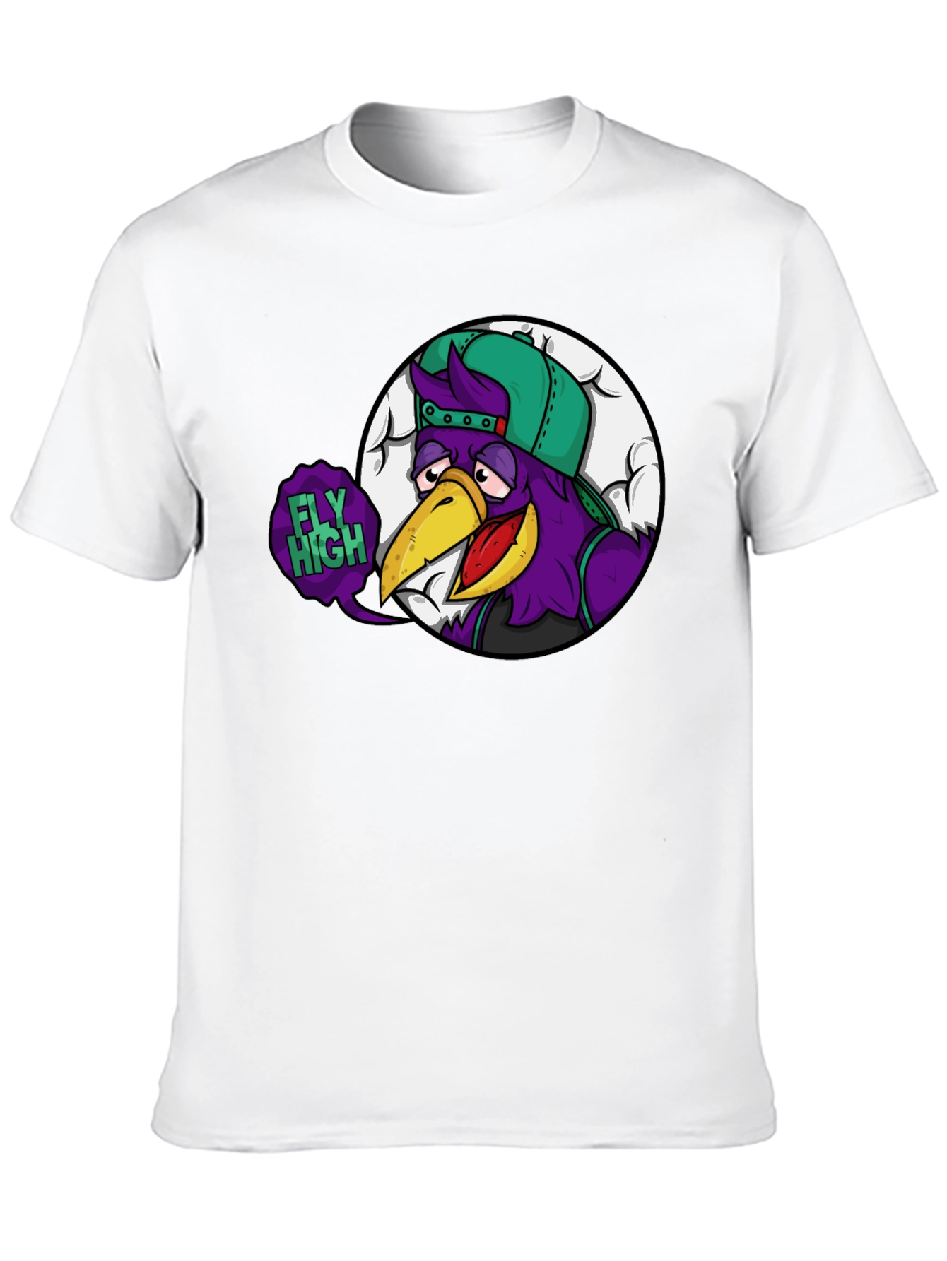 Fly High Cartoon Graphic Black T-Shirt