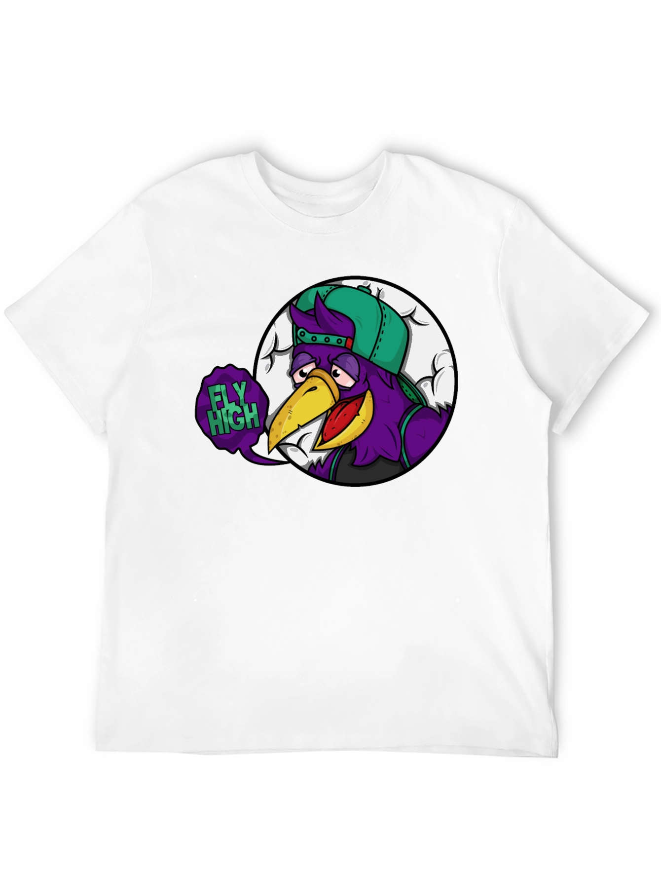Fly High Cartoon Graphic Black T-Shirt