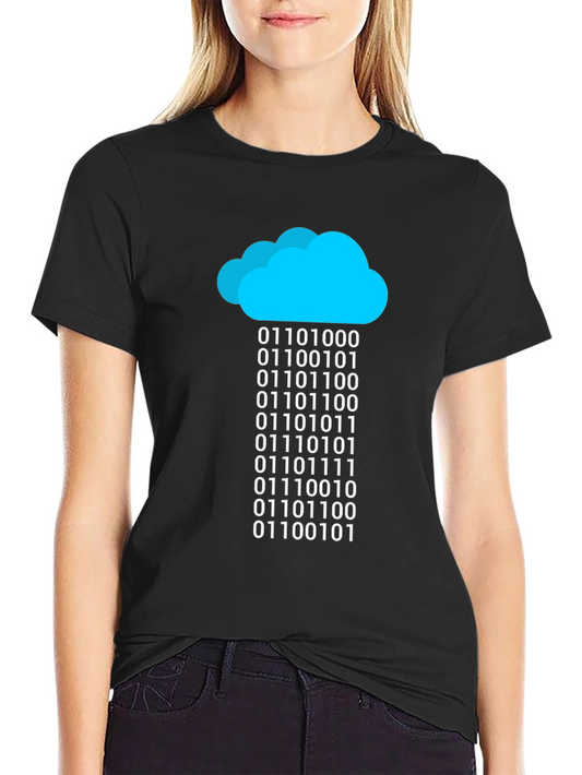 Binary Cloud T-Shirt - Code Data Rain Graphic Tee