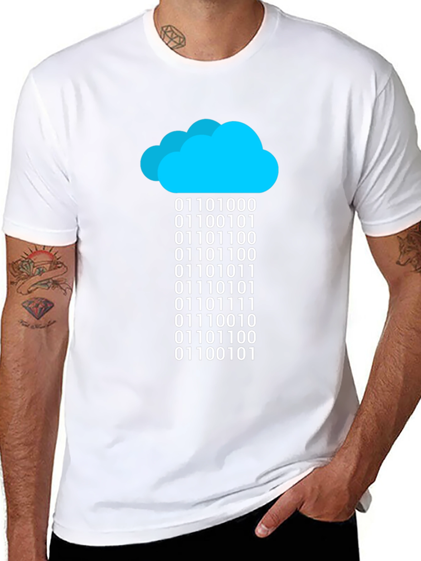 Binary Cloud T-Shirt - Code Data Rain Graphic Tee