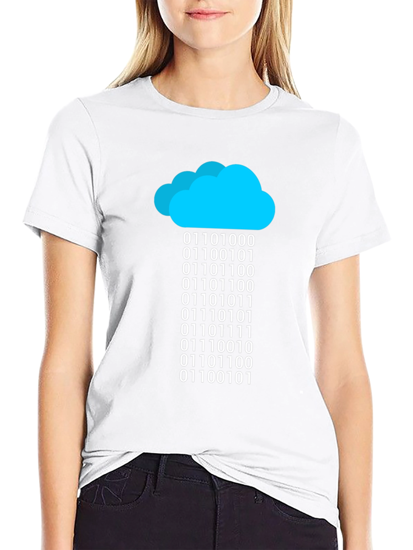 Binary Cloud T-Shirt - Code Data Rain Graphic Tee