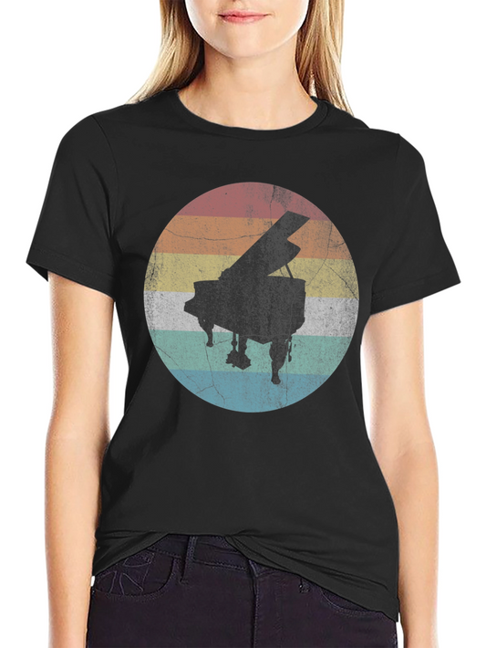 Retro Piano Sunset T-Shirt - Classic Music Tee