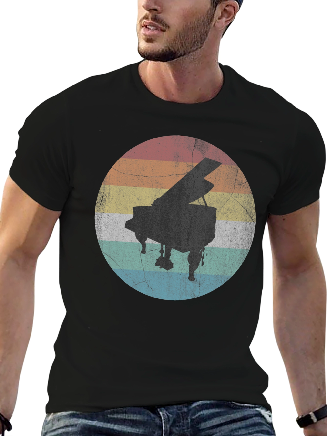 Retro Piano Sunset T-Shirt - Classic Music Tee