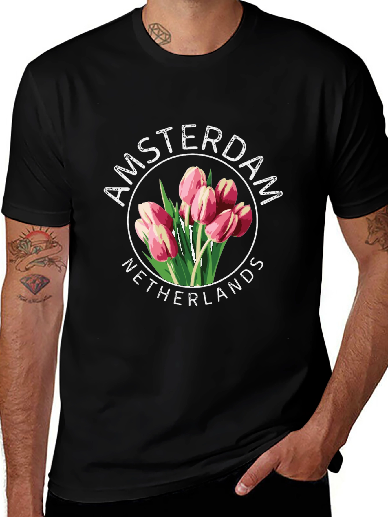 Amsterdam Netherlands Tulip Graphic T-Shirt
