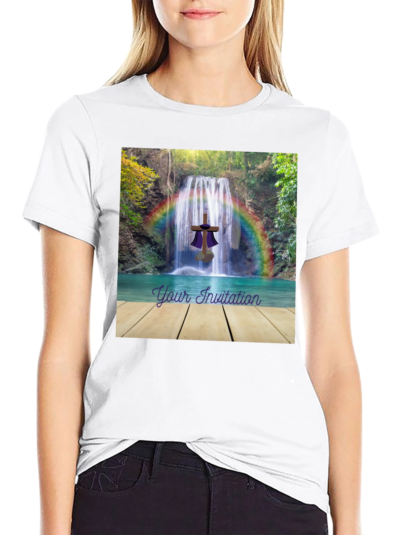 Waterfall Cross Graphic Tee - Your Invitation