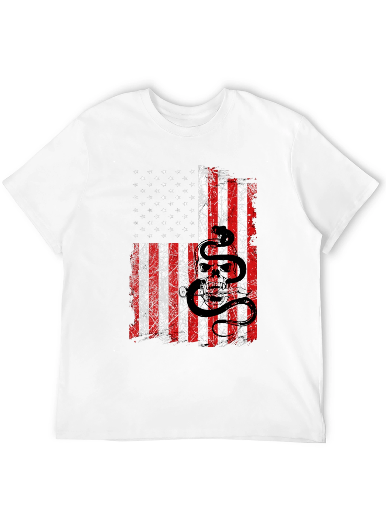 American Flag Skull & Snake Graphic T-Shirt
