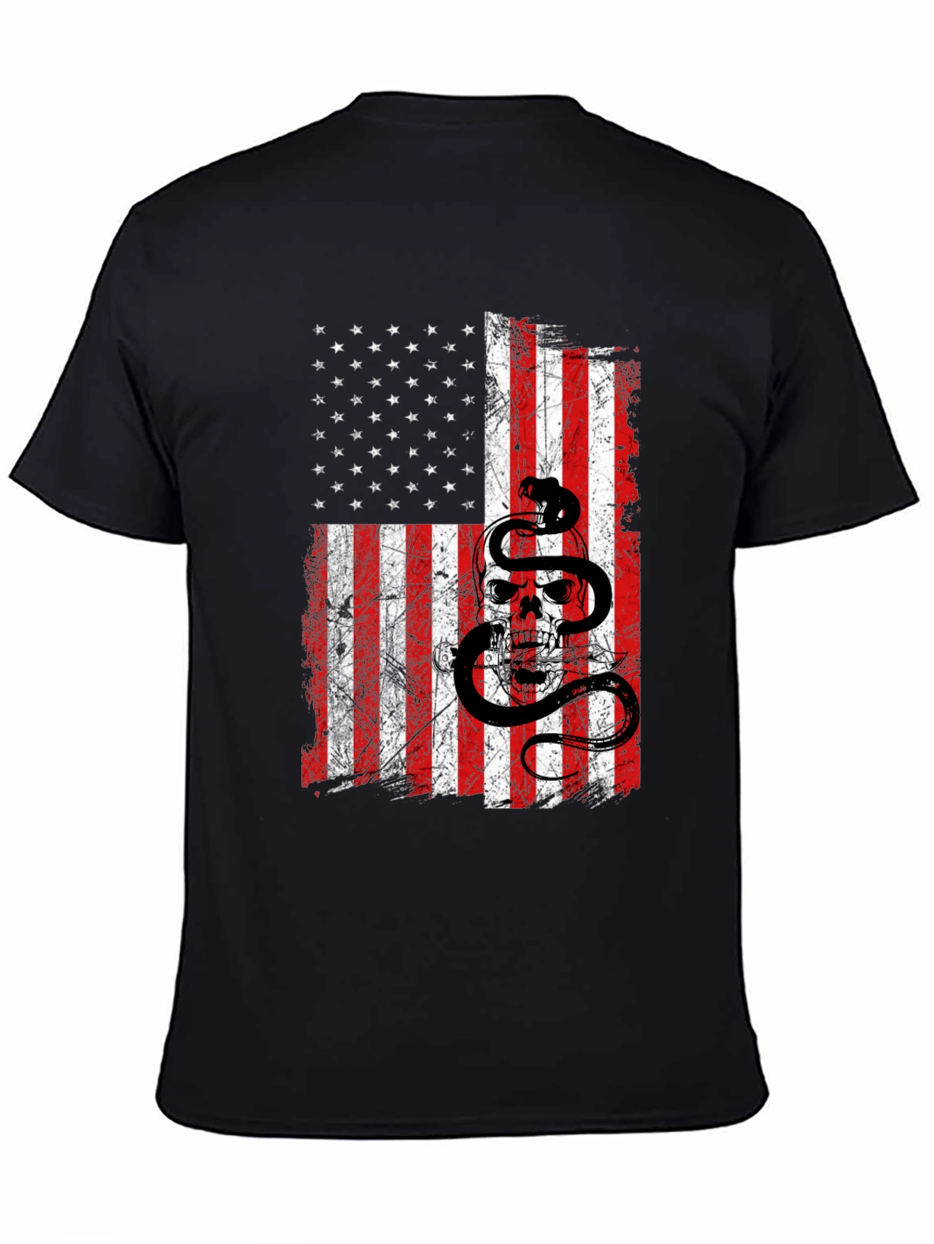 American Flag Skull & Snake Graphic T-Shirt