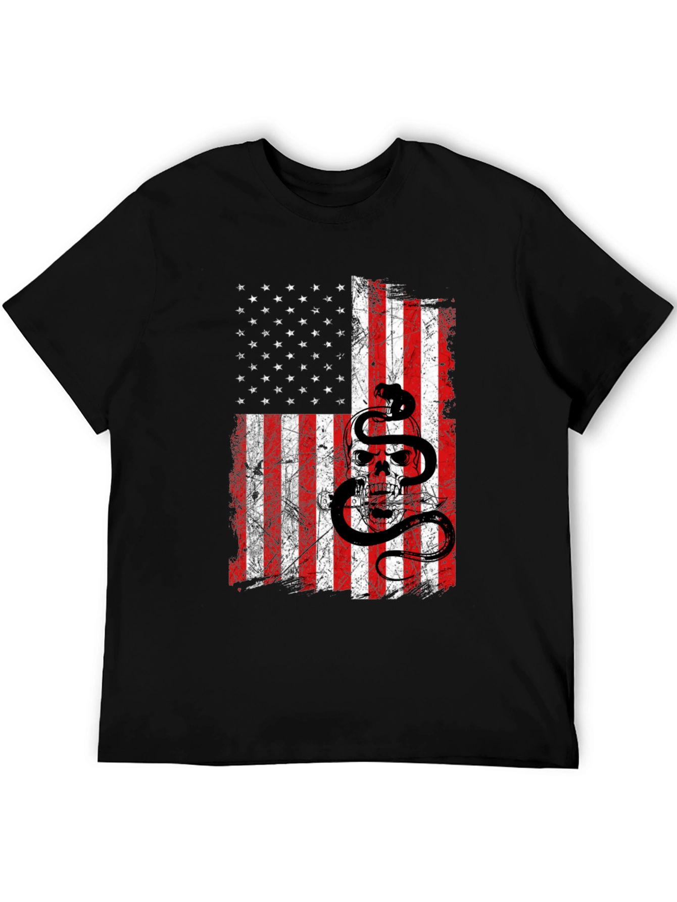 American Flag Skull & Snake Graphic T-Shirt