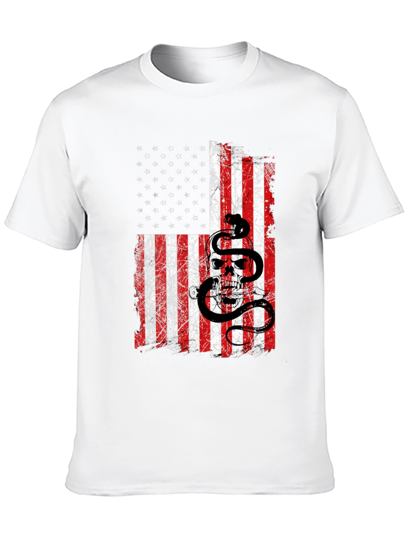 American Flag Skull & Snake Graphic T-Shirt