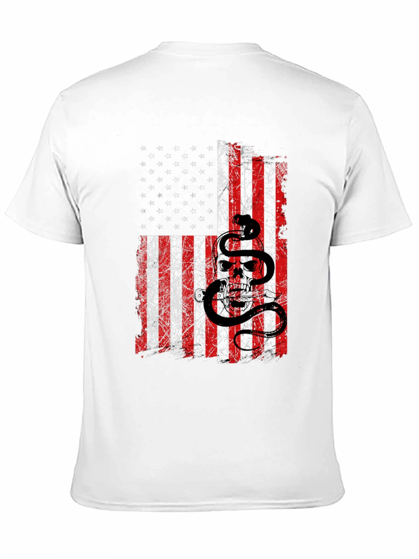 American Flag Skull & Snake Graphic T-Shirt