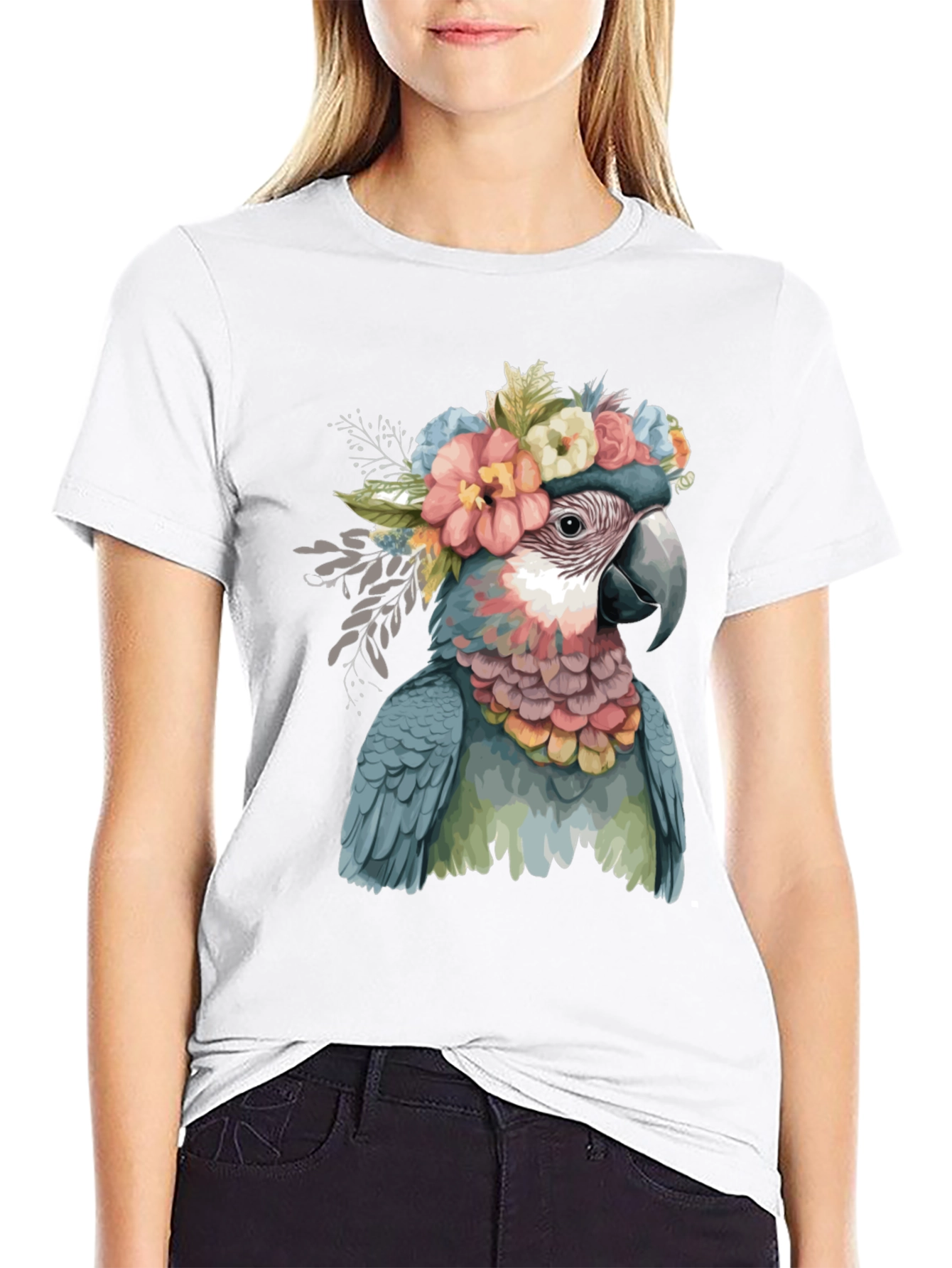 Parrot in Flowers Graphic Tee