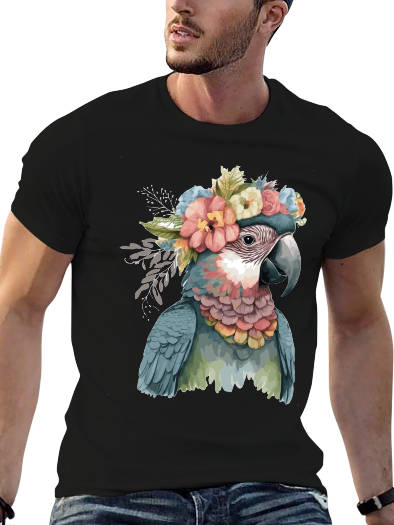 Parrot in Flowers Graphic Tee