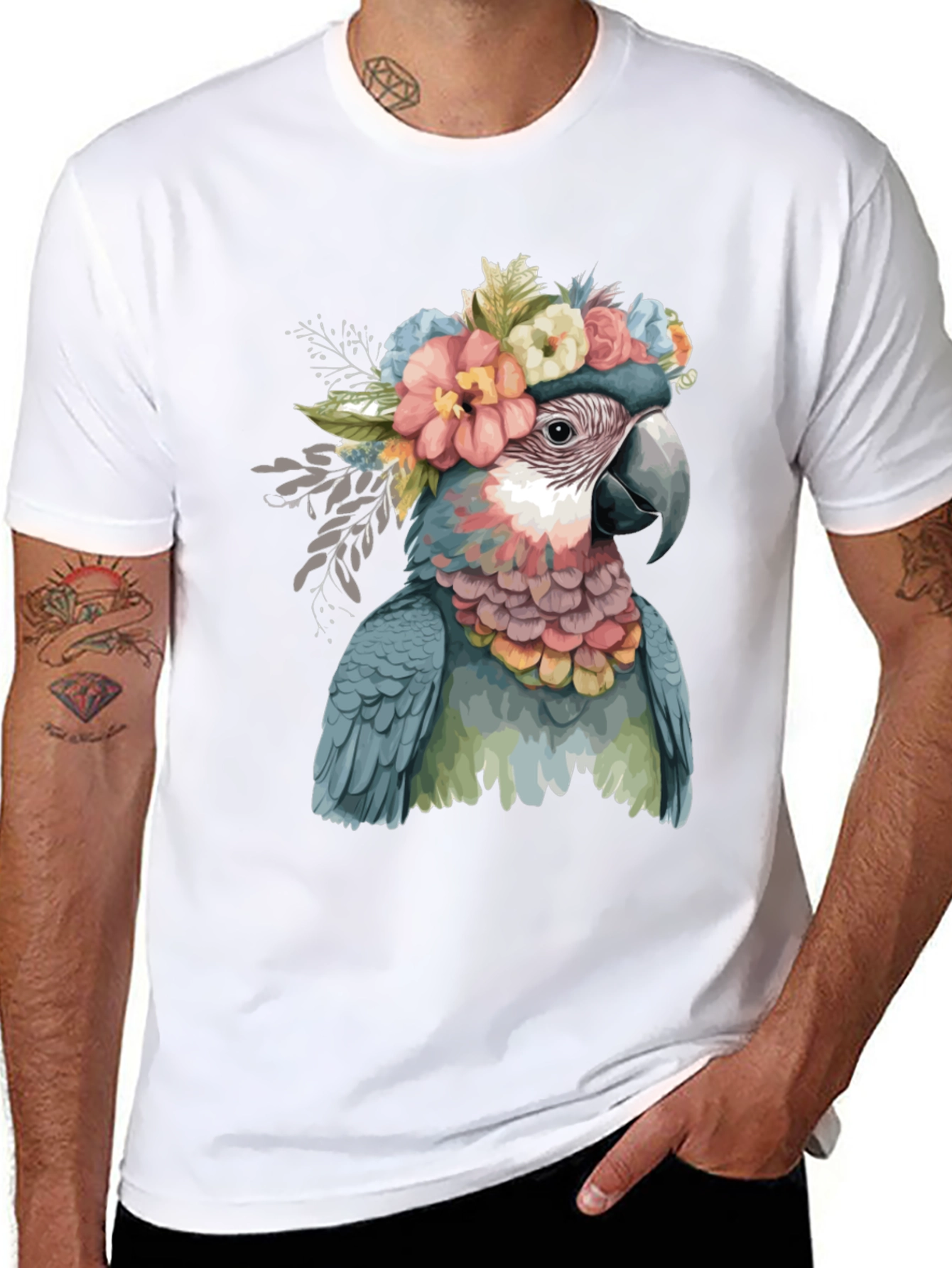 Parrot in Flowers Graphic Tee