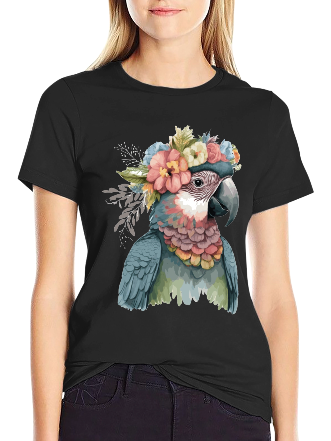 Parrot in Flowers Graphic Tee
