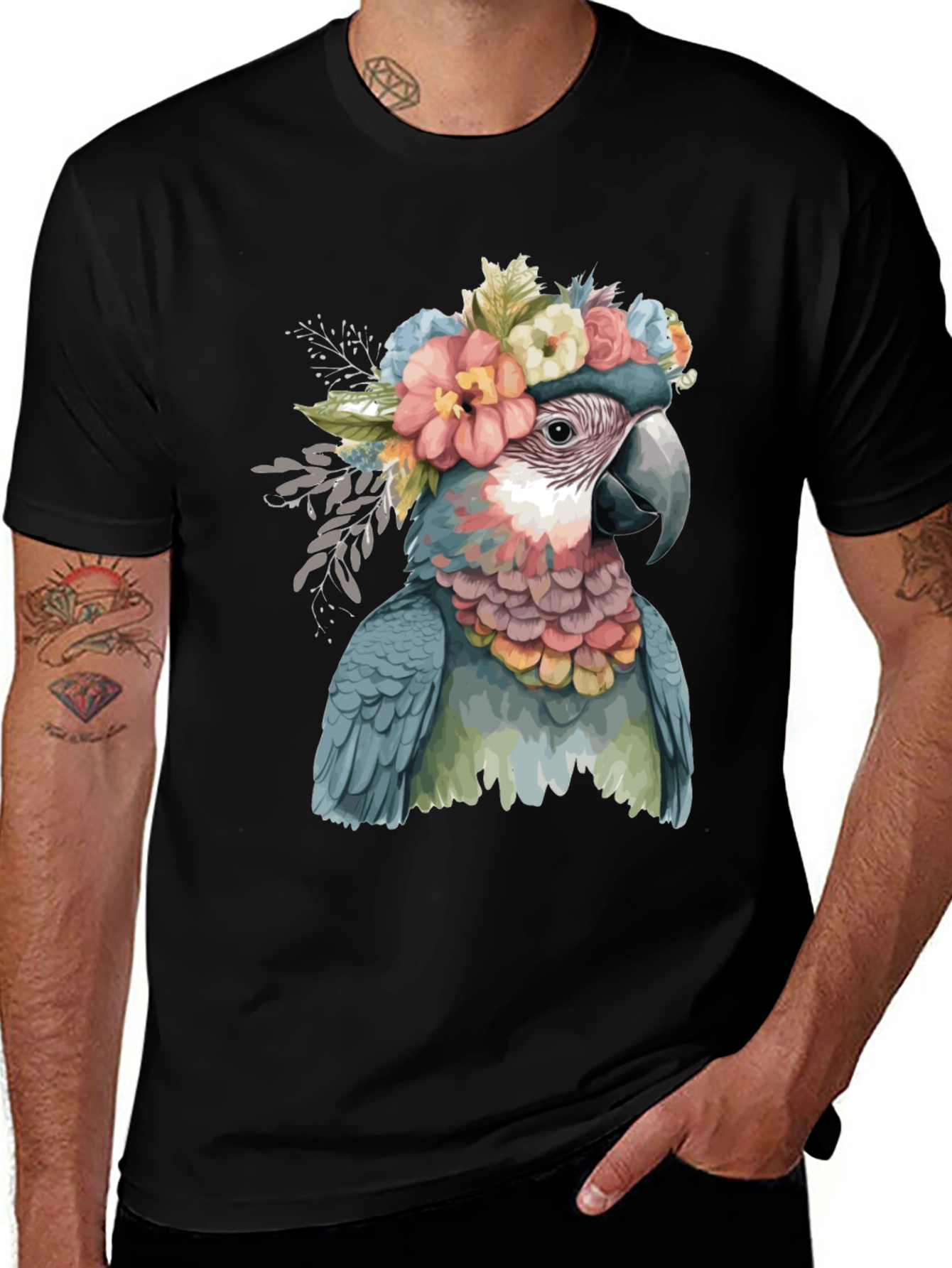 Parrot in Flowers Graphic Tee
