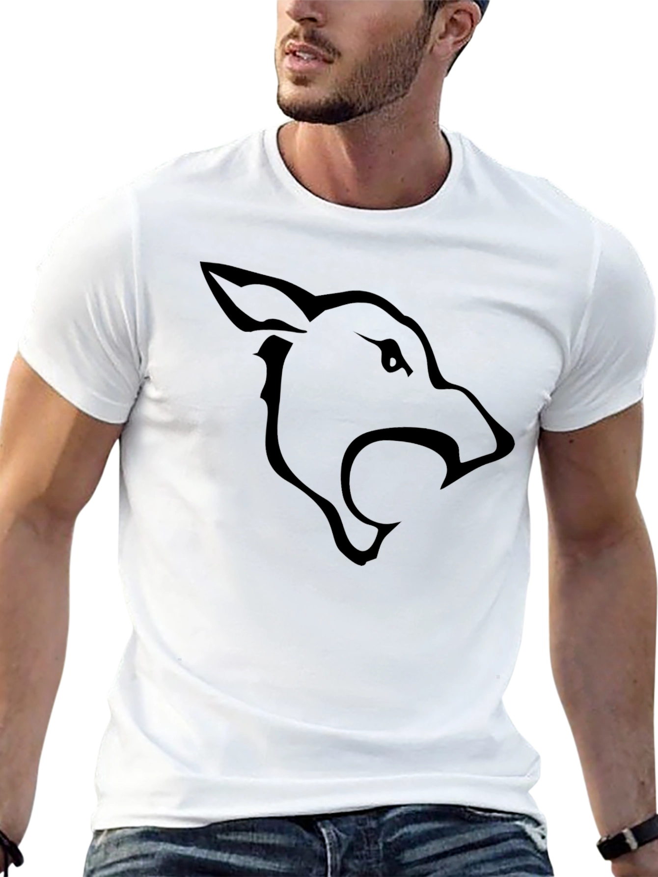 Black T-Shirt with Wolf Graphic