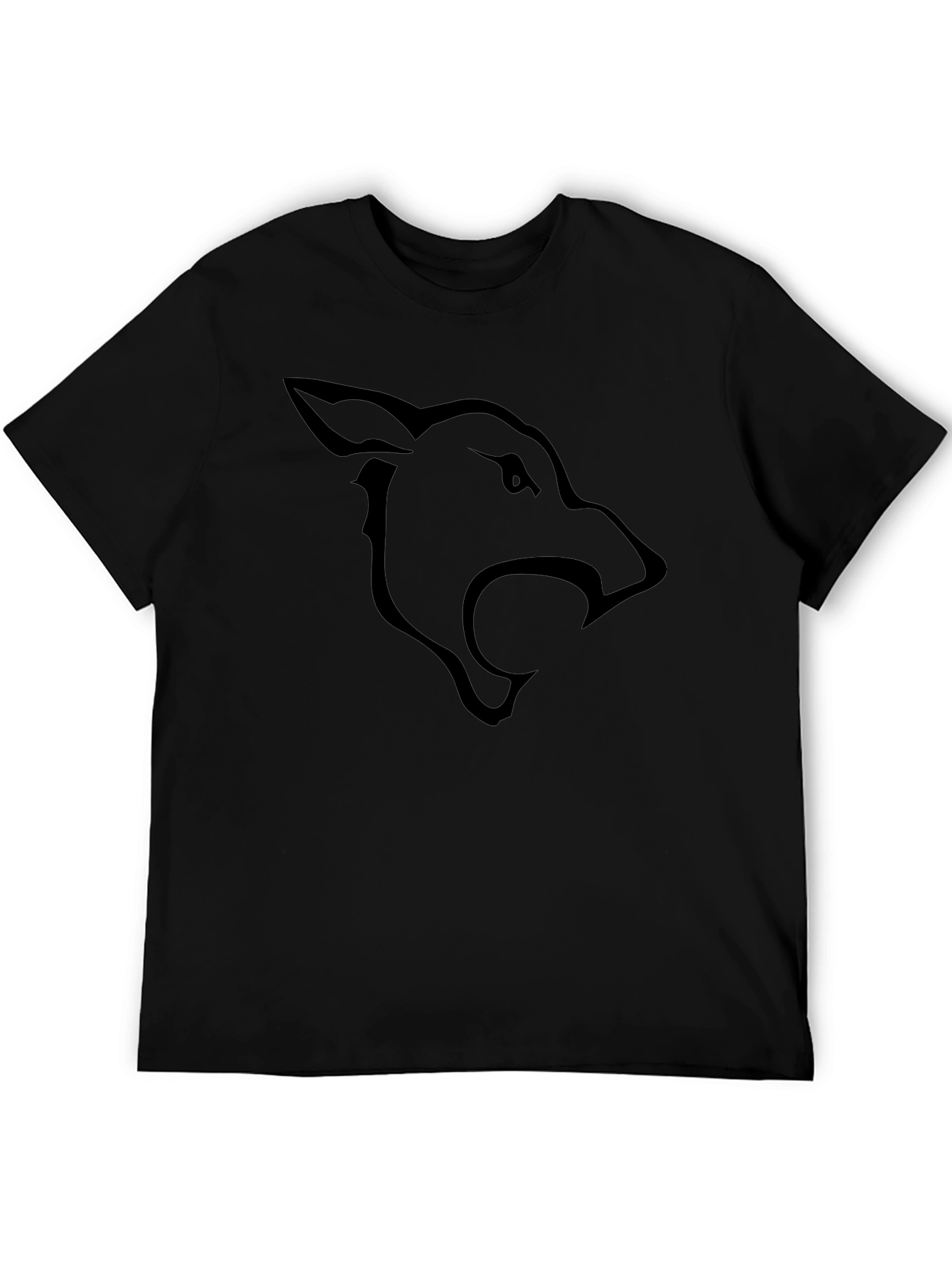 Black T-Shirt with Wolf Graphic
