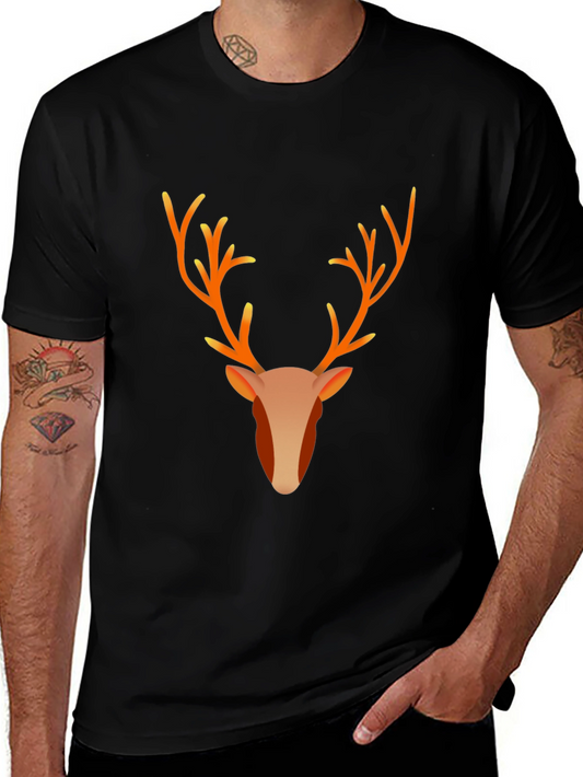 Reindeer Graphic Tee - Black Cotton Blend T-Shirt